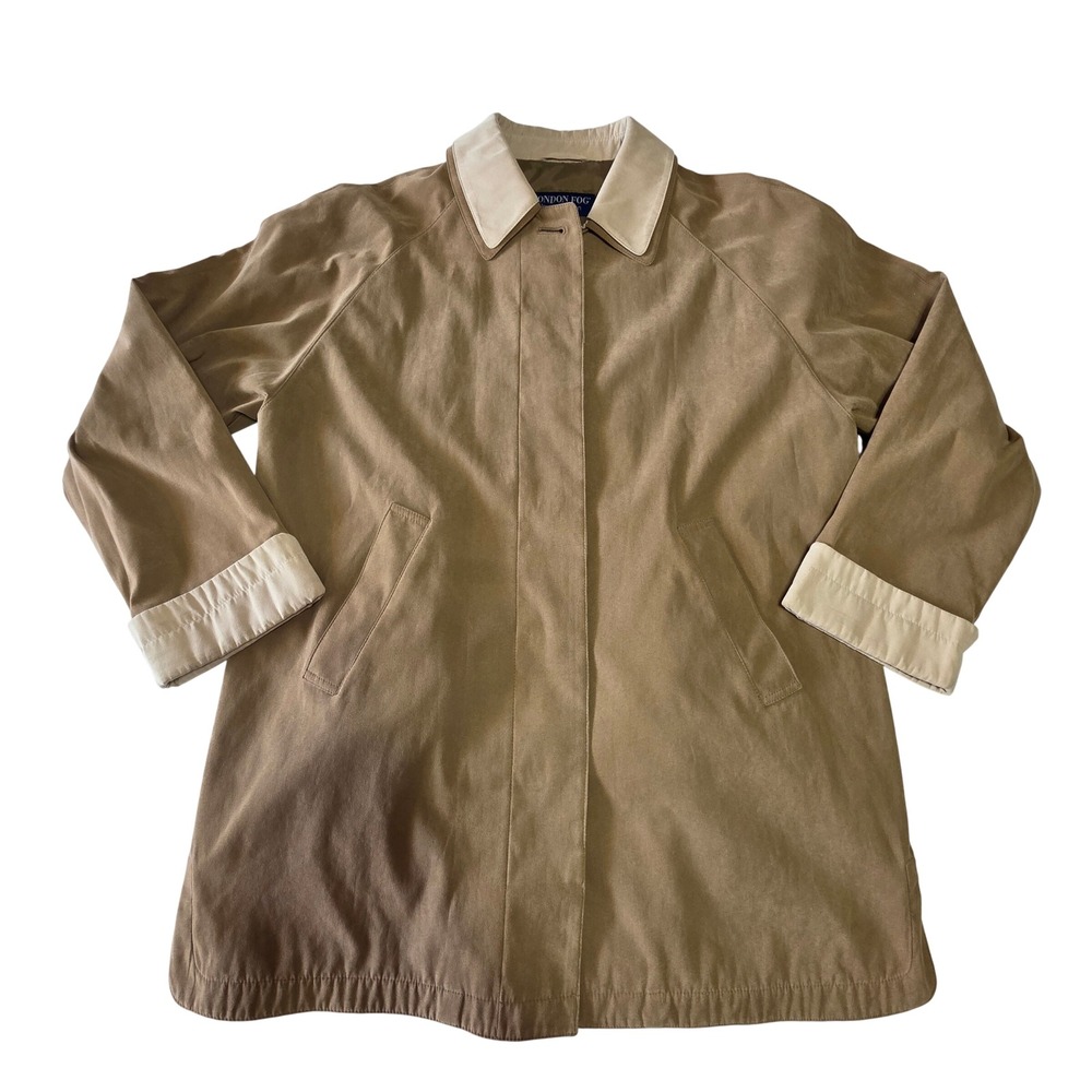 London Fog Limited Edition Vintage Trench Coat Tan Cream Contrast‎ Medium Y2K